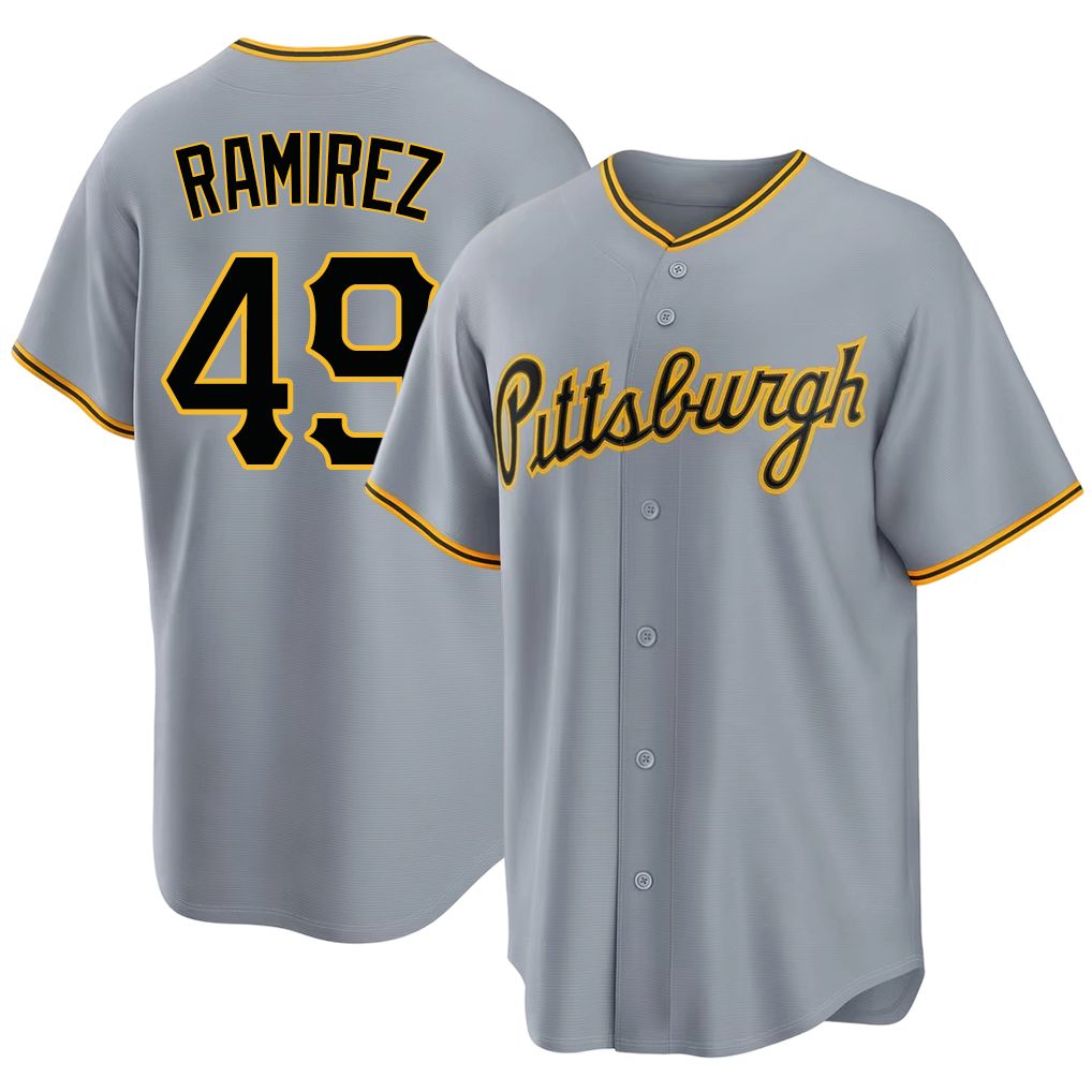 Pittsburgh #49 Ramirez Player Baseball Short Sleeve Gray Jersey Yohan For Men Women Youth Gift