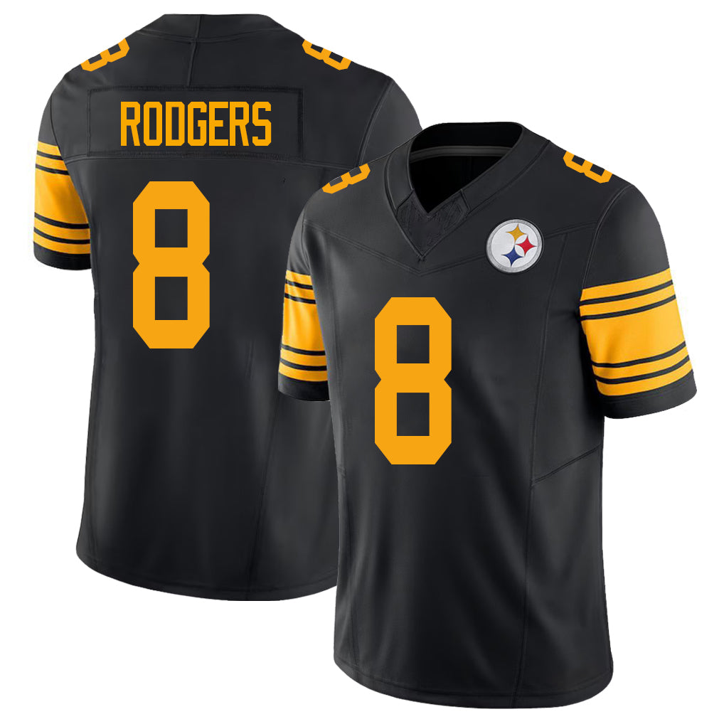Pittsburgh #8 Rodgers Player Football V Neck Short Sleeve Jersey Black Aaron For Men Youth Women Gift