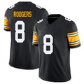 Pittsburgh #8 Rodgers Black Player Football V Neck Short Sleeve Jersey Aaron For Men Youth Women Gift