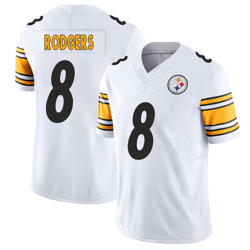 Pittsburgh #8 Rodgers Player Football V Neck Short Sleeve White Jersey Aaron For Men Youth Women Gift