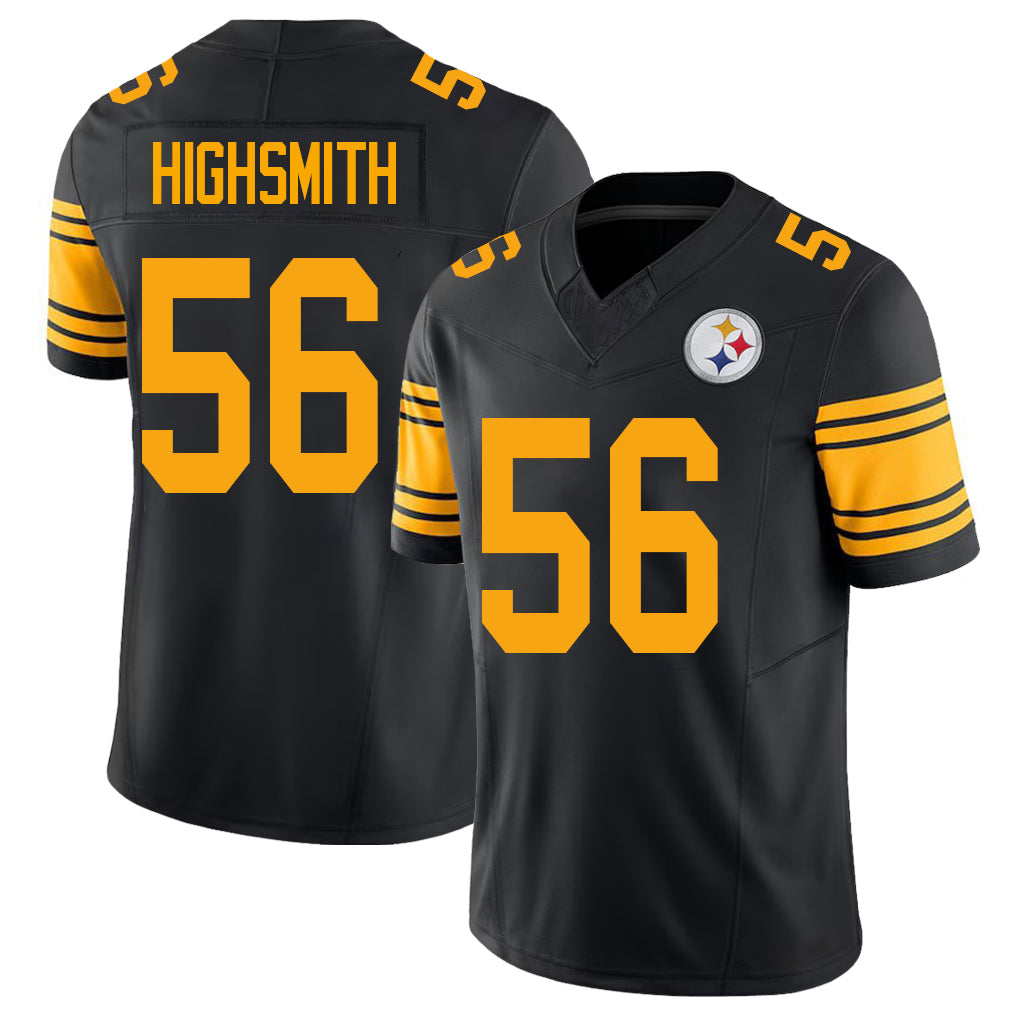 Pittsburgh #56 Highsmith Player Football V Neck Short Sleeve Jersey Black Alex For Men Youth Women Gift