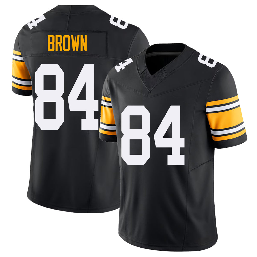 Pittsburgh #84 Brown Black Player Football V Neck Short Sleeve Jersey Antonio For Men Youth Women Gift