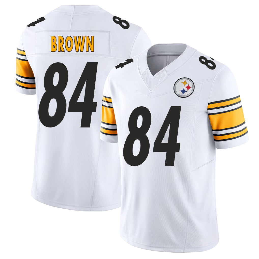 Pittsburgh #84 Brown Player Football V Neck Short Sleeve White Jersey Antonio For Men Youth Women Gift
