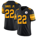Pittsburgh #22 Samuel Jr. Player Football V Neck Short Sleeve Jersey Black Asante For Men Youth Women Gift