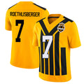 Pittsburgh #7 Roethlisberger Player Football V Neck Short Sleeve Gold Jersey Ben For Men Youth Women Gift