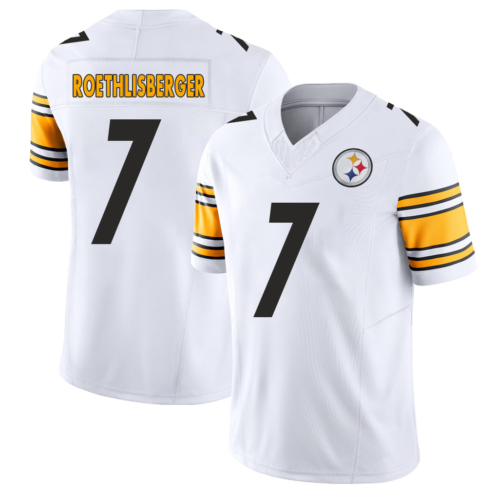 Pittsburgh #7 Roethlisberger Player Football V Neck Short Sleeve White Jersey Ben For Men Youth Women Gift