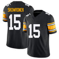 Pittsburgh #15 Skowronek Black Player Football V Neck Short Sleeve Jersey Ben For Men Youth Women Gift