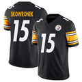 Pittsburgh #15 Skowronek Player Football V Neck Short Sleeve Black Jersey Ben For Men Youth Women Gift