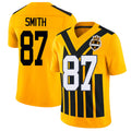 Pittsburgh #87 Smith Player Football V Neck Short Sleeve Gold Jersey Brandon For Men Youth Women Gift