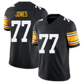 Pittsburgh #77 Jones Black Player Football V Neck Short Sleeve Jersey Broderick For Men Youth Women Gift