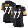 Pittsburgh #77 Jones Player Football V Neck Short Sleeve Black Jersey Broderick For Men Youth Women Gift