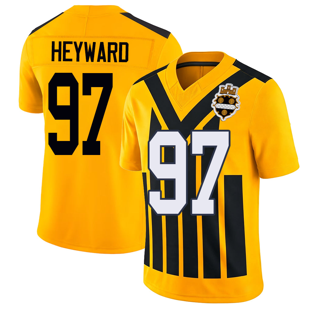 Pittsburgh #97 Heyward Player Football V Neck Short Sleeve Gold Jersey Cameron For Men Youth Women Gift