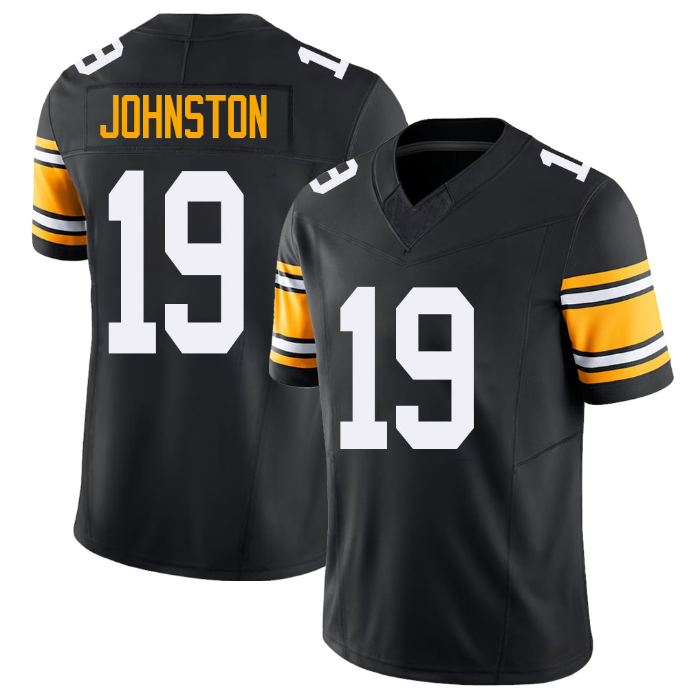 Pittsburgh #19 Johnston Black Player Football V Neck Short Sleeve Jersey Cameron For Men Youth Women Gift