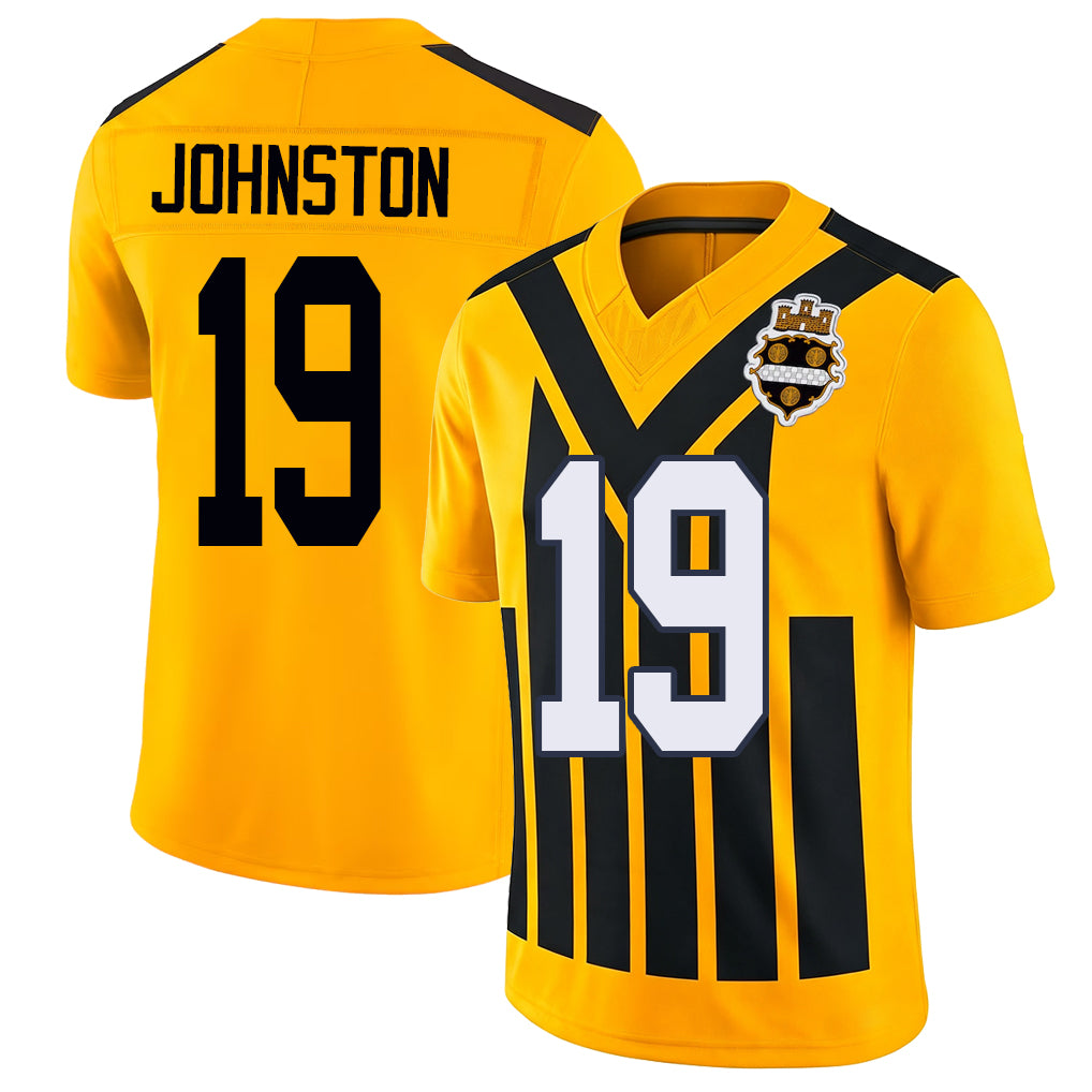 Pittsburgh #19 Johnston Player Football V Neck Short Sleeve Gold Jersey Cameron For Men Youth Women Gift