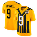 Pittsburgh #9 Boswell Player Football V Neck Short Sleeve Gold Jersey Chris For Men Youth Women Gift