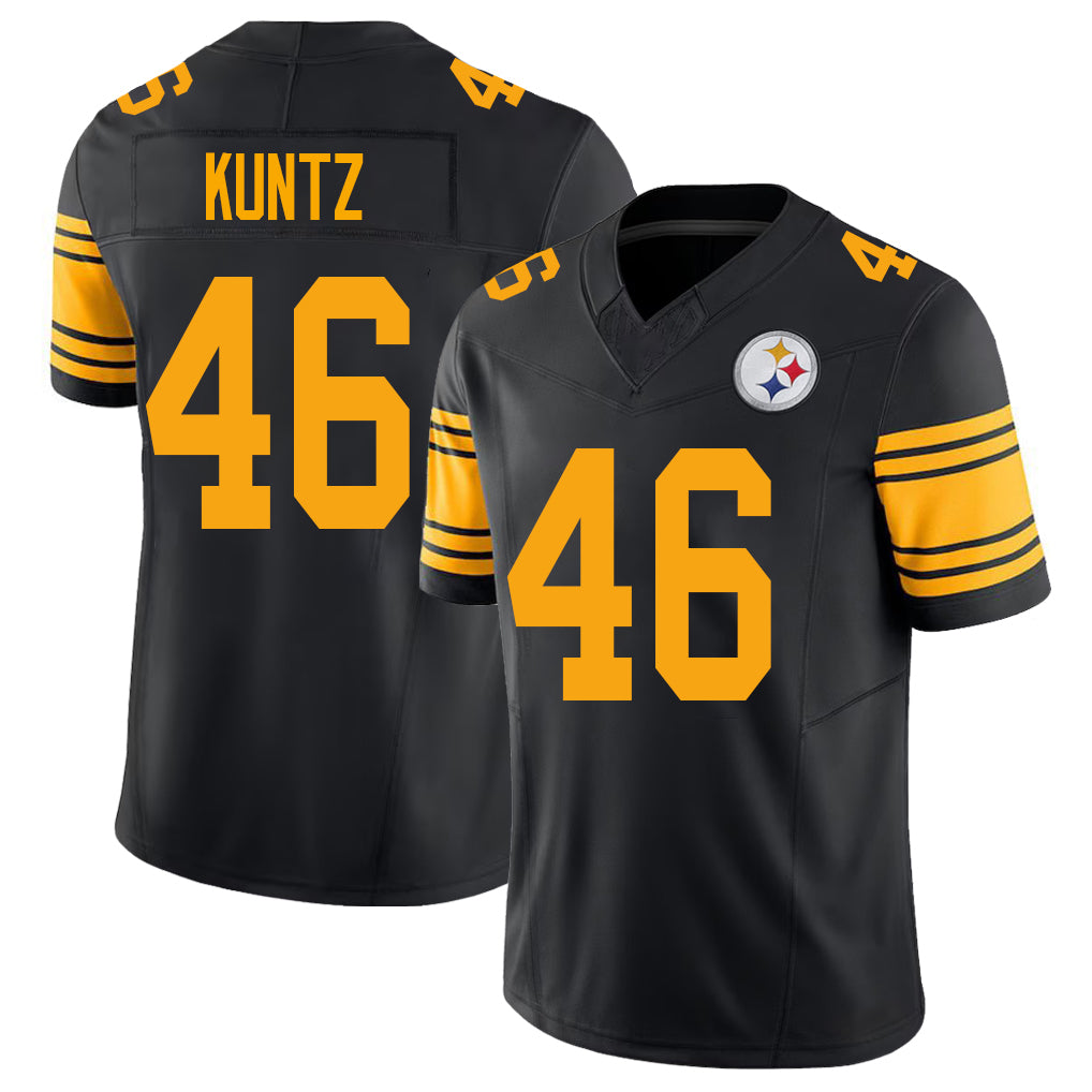 Pittsburgh #46 Kuntz Player Football V Neck Short Sleeve Jersey Black Christian For Men Youth Women Gift