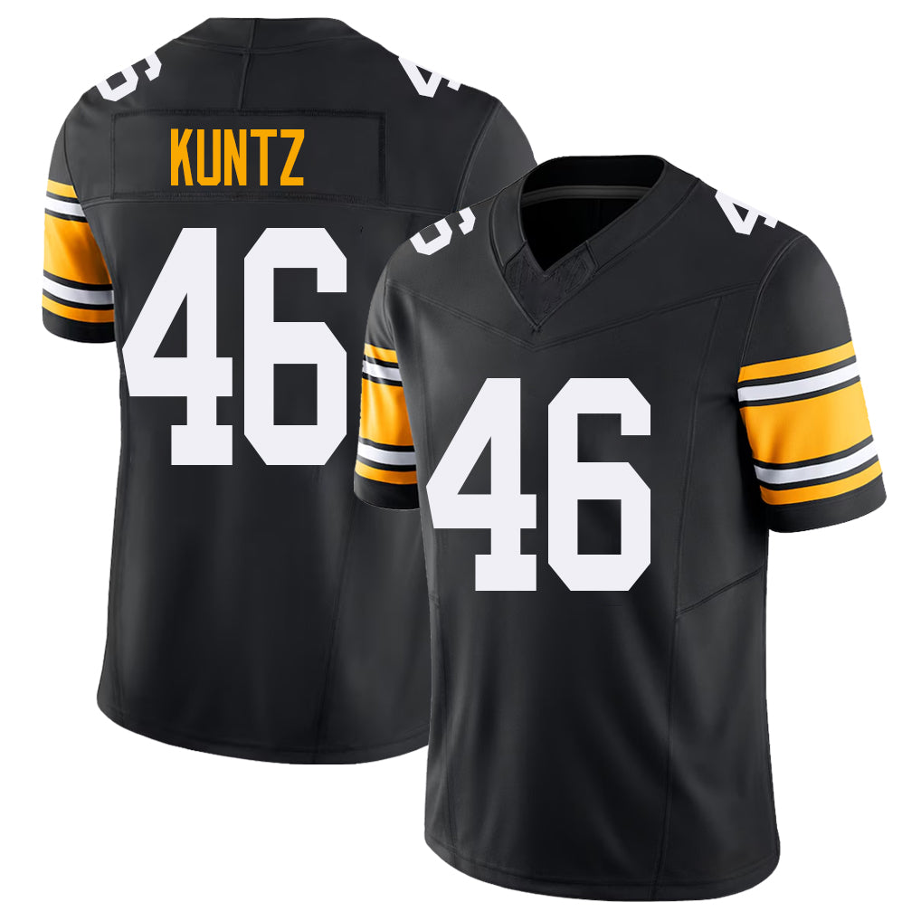 Pittsburgh #46 Kuntz Black Player Football V Neck Short Sleeve Jersey Christian For Men Youth Women Gift