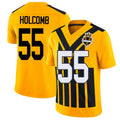 Pittsburgh #55 Holcomb Player Football V Neck Short Sleeve Gold Jersey Cole For Men Youth Women Gift