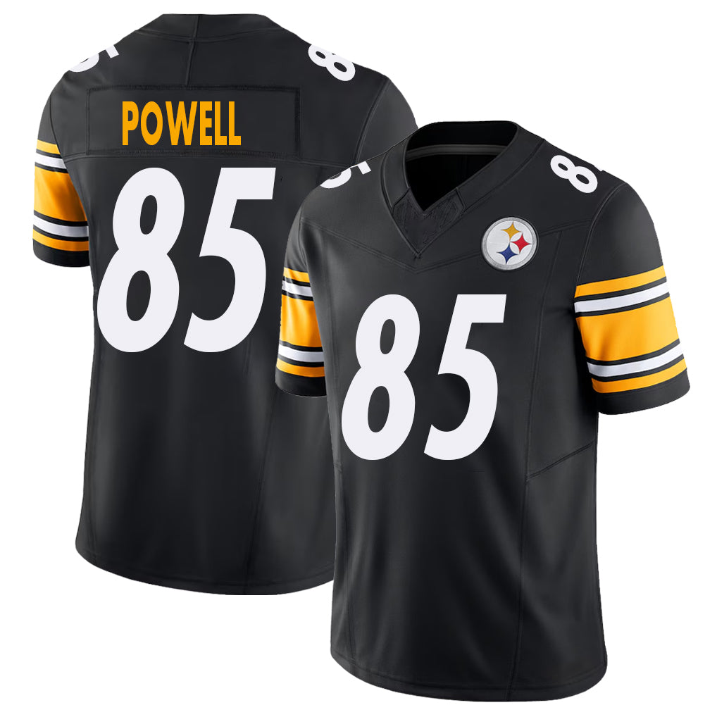 Pittsburgh #85 Powell Player Football V Neck Short Sleeve Black Jersey Cornell For Men Youth Women Gift
