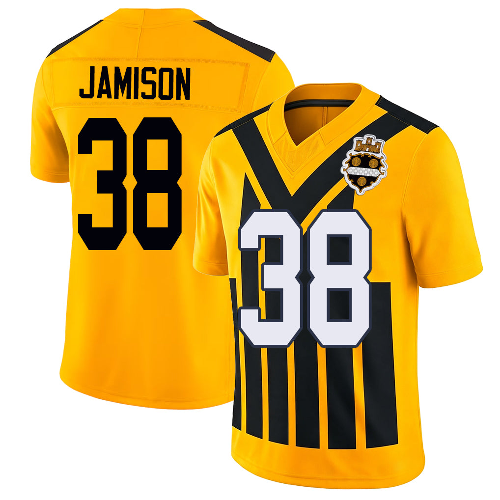 Pittsburgh #38 Jamison Player Football V Neck Short Sleeve Gold Jersey D'Shawn For Men Youth Women Gift