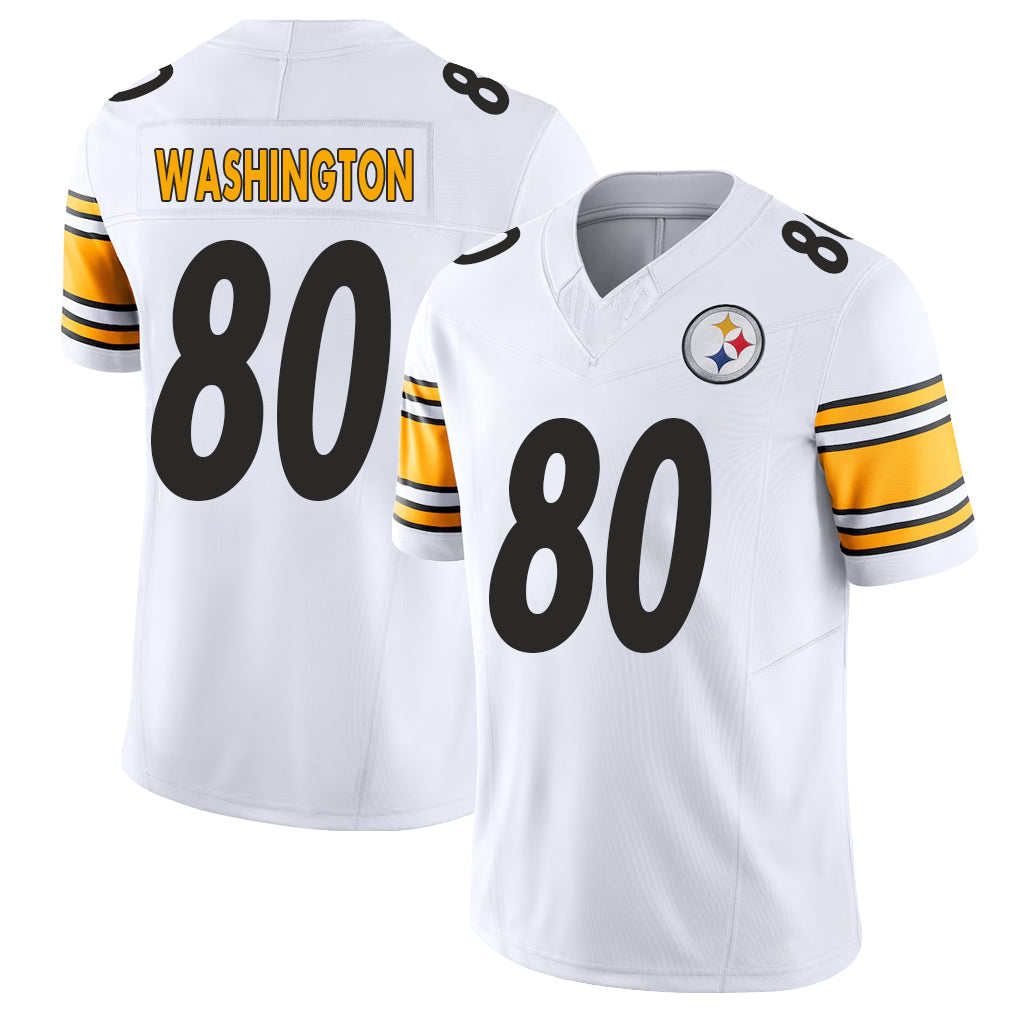 Pittsburgh #80 Washington Player Football V Neck Short Sleeve White Jersey Darnell For Men Youth Women Gift