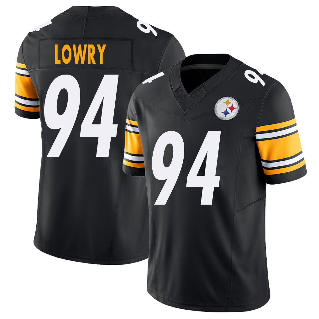 Pittsburgh #94 Lowry Player Football V Neck Short Sleeve Black Jersey Dean For Men Youth Women Gift