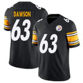 Pittsburgh #63 Dawson Player Football V Neck Short Sleeve Black Jersey Dermontti For Men Youth Women Gift