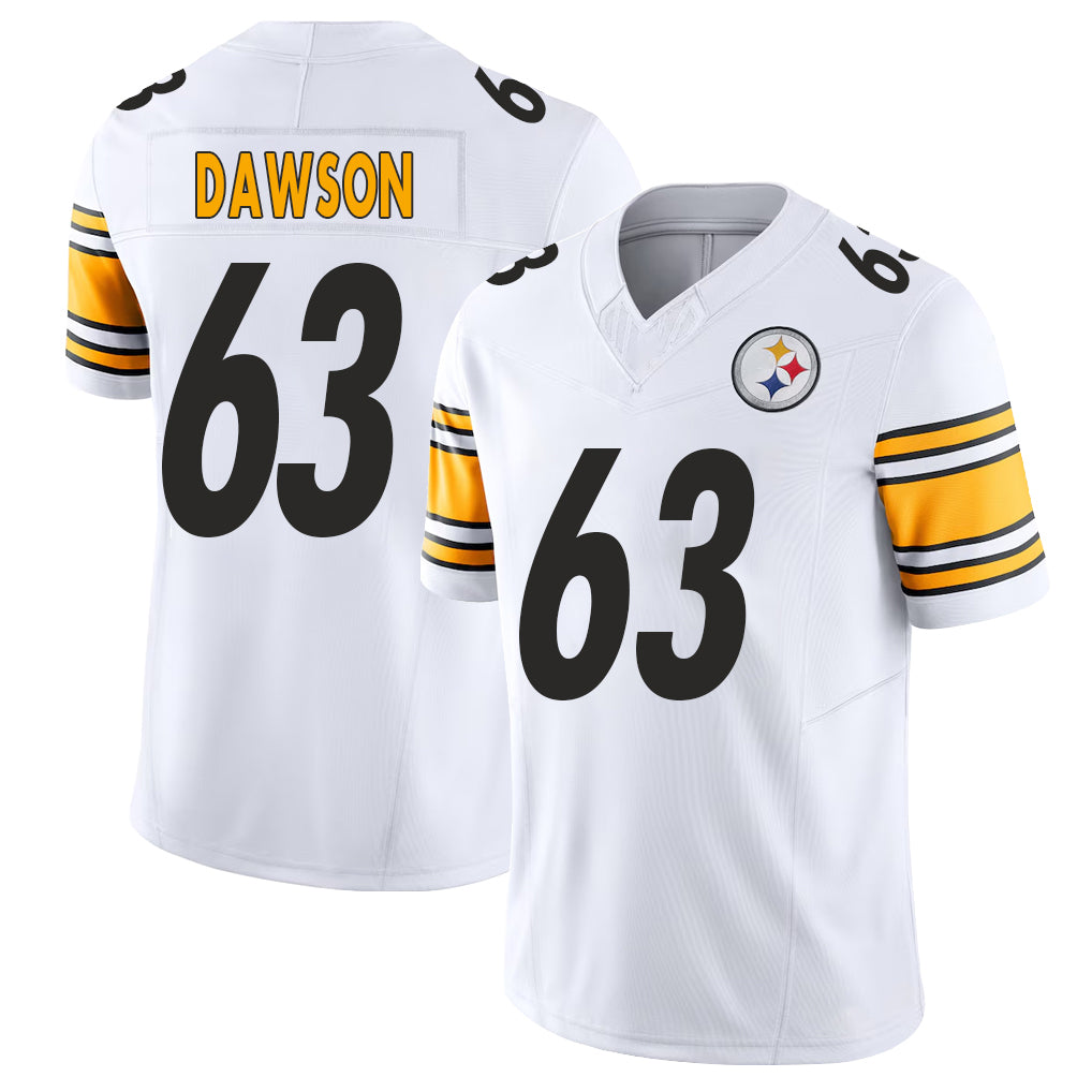 Pittsburgh #63 Dawson Player Football V Neck Short Sleeve White Jersey Dermontti For Men Youth Women Gift