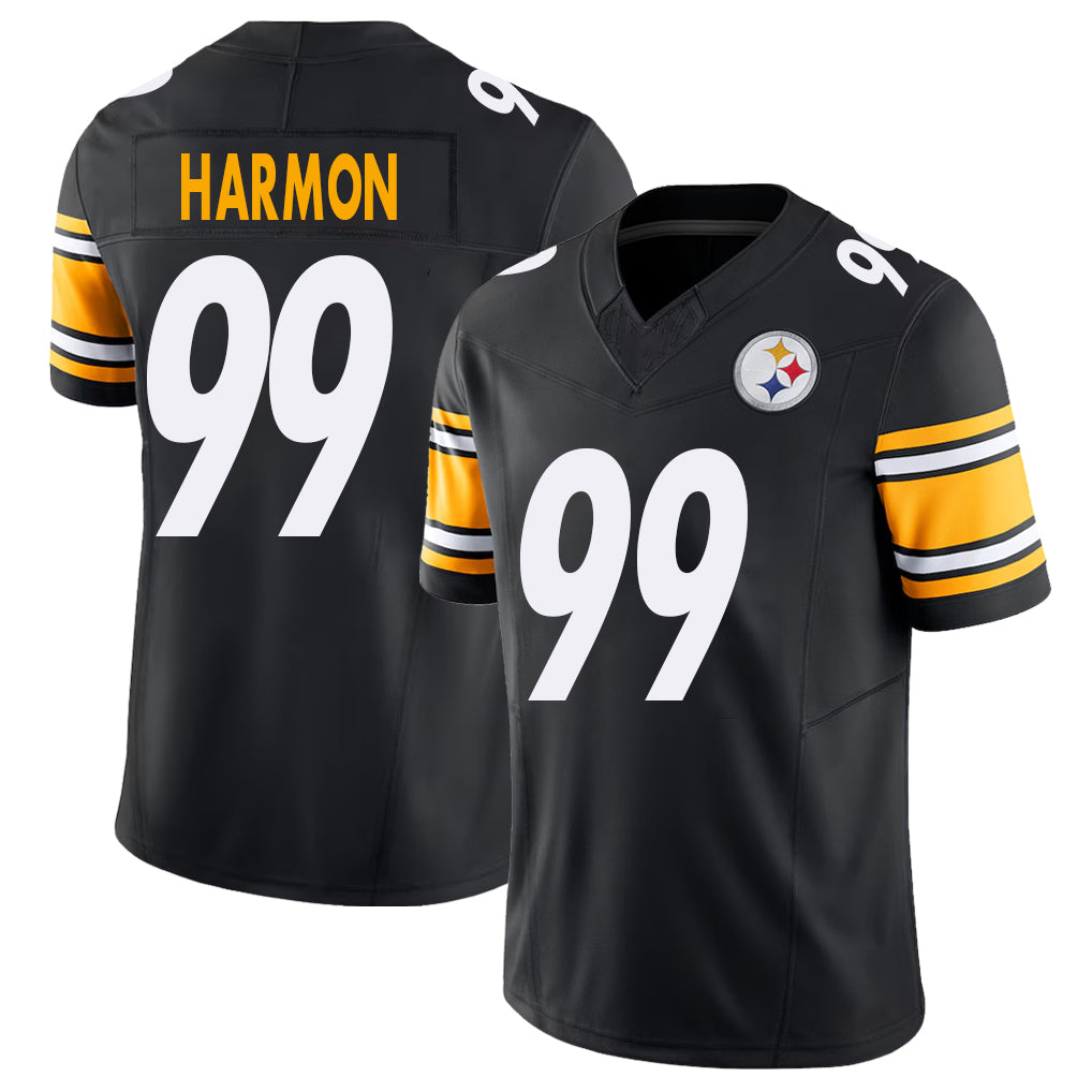 Pittsburgh #99 Harmon Player Football V Neck Short Sleeve Black Jersey Derrick For Men Youth Women Gift