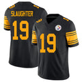 Pittsburgh #19 Slaughter Player Football V Neck Short Sleeve Jersey Black Doneiko For Men Youth Women Gift