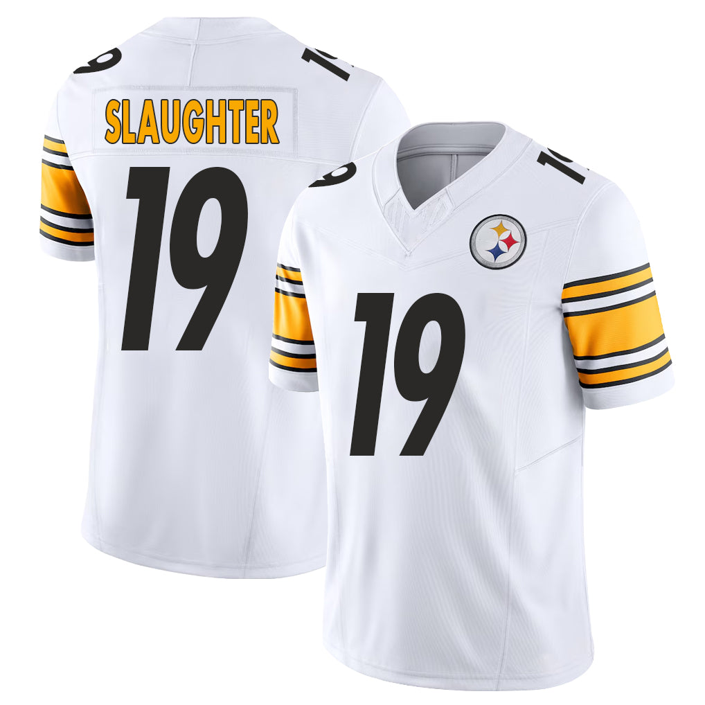 Pittsburgh #19 Slaughter Player Football V Neck Short Sleeve White Jersey Doneiko For Men Youth Women Gift