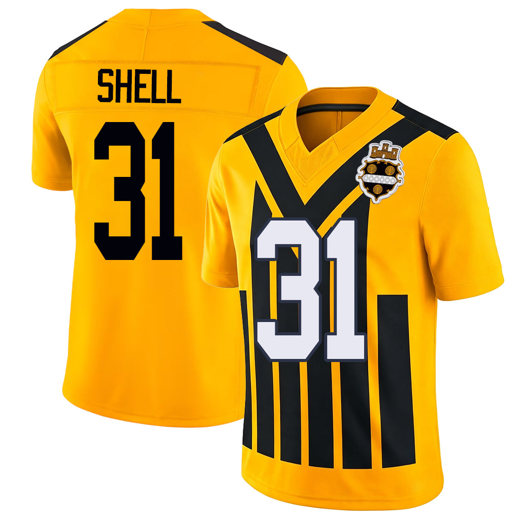 Pittsburgh #31 Shell Player Football V Neck Short Sleeve Gold Jersey Donnie For Men Youth Women Gift