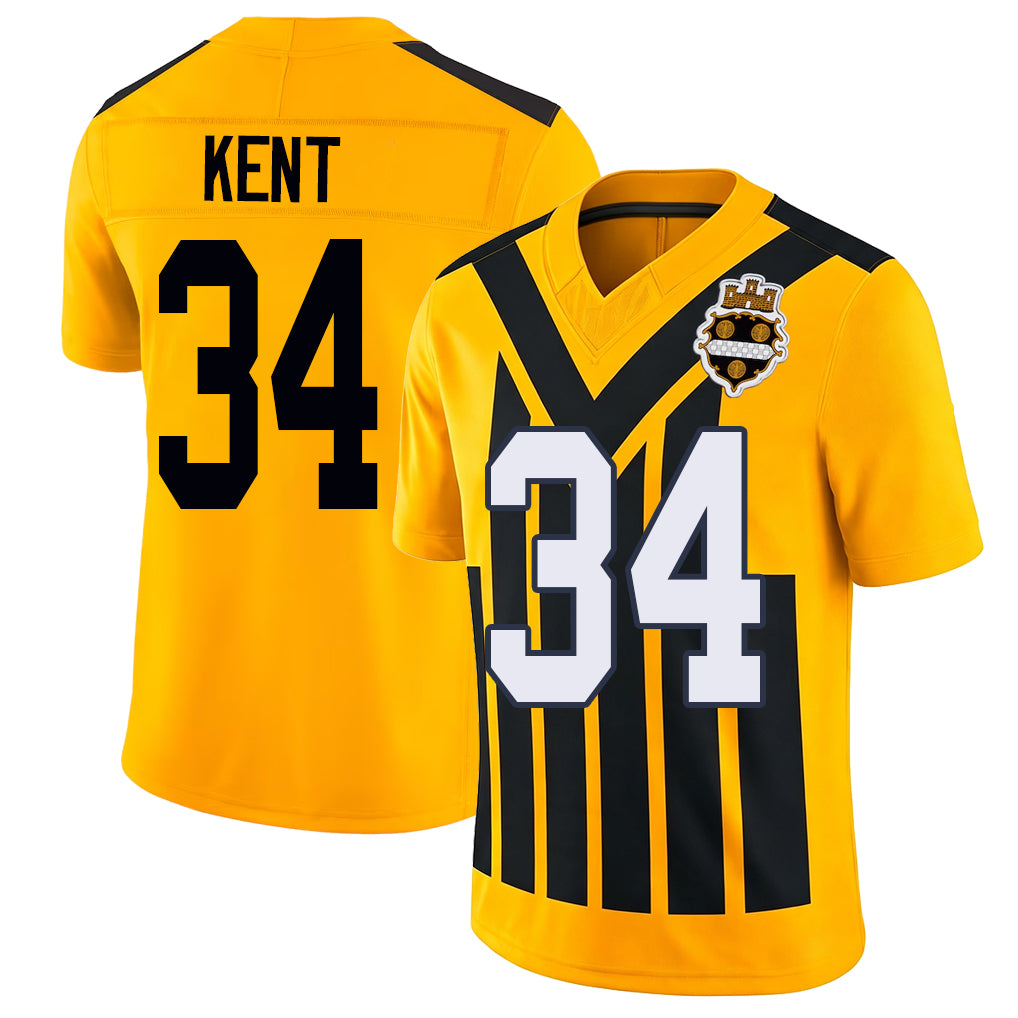Pittsburgh #34 Kent Player Football V Neck Short Sleeve Gold Jersey Donte For Men Youth Women Gift