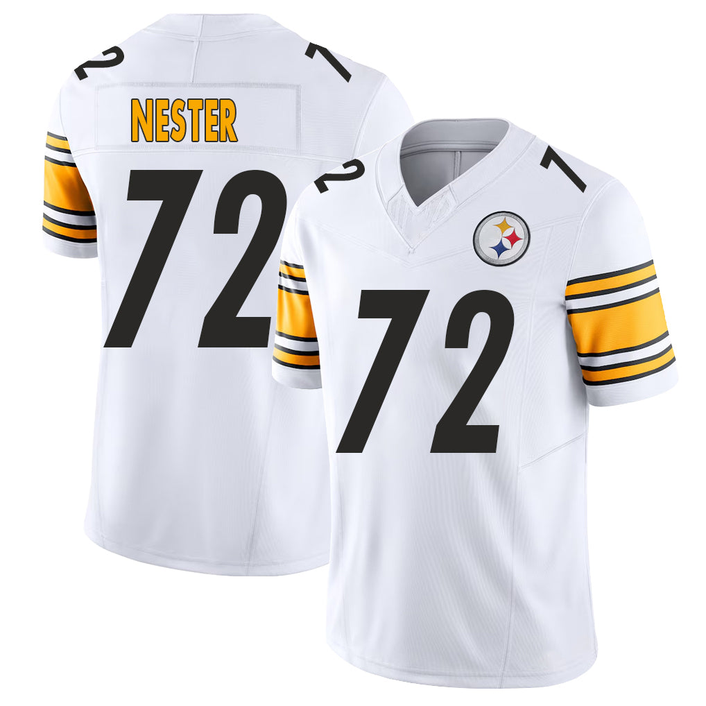 Pittsburgh #72 Nester Player Football V Neck Short Sleeve White Jersey Doug For Men Youth Women Gift