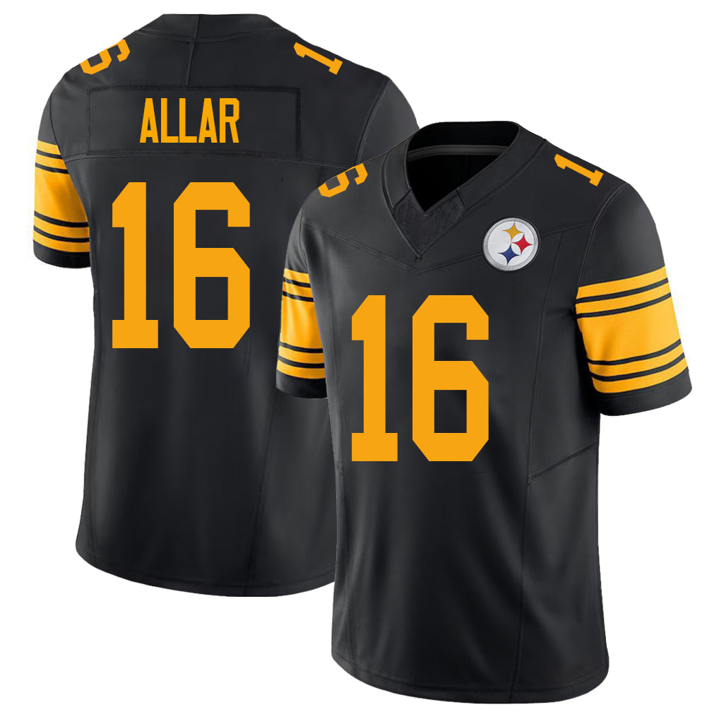 Pittsburgh #16 Allar Player Football V Neck Short Sleeve Jersey Black Drew For Men Youth Women Gift