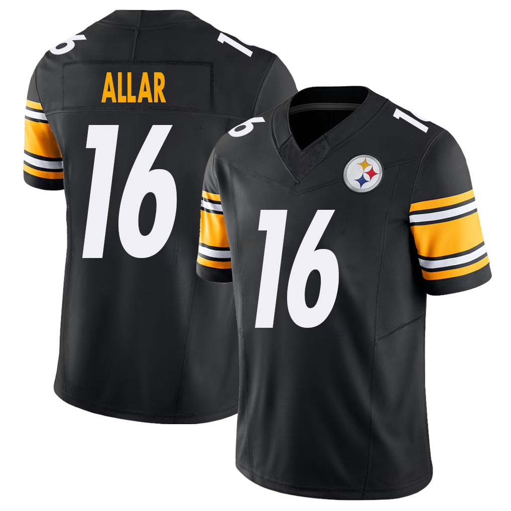 Pittsburgh #16 Allar Player Football V Neck Short Sleeve Black Jersey Drew For Men Youth Women Gift