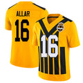 Pittsburgh #16 Allar Player Football V Neck Short Sleeve Gold Jersey Drew For Men Youth Women Gift