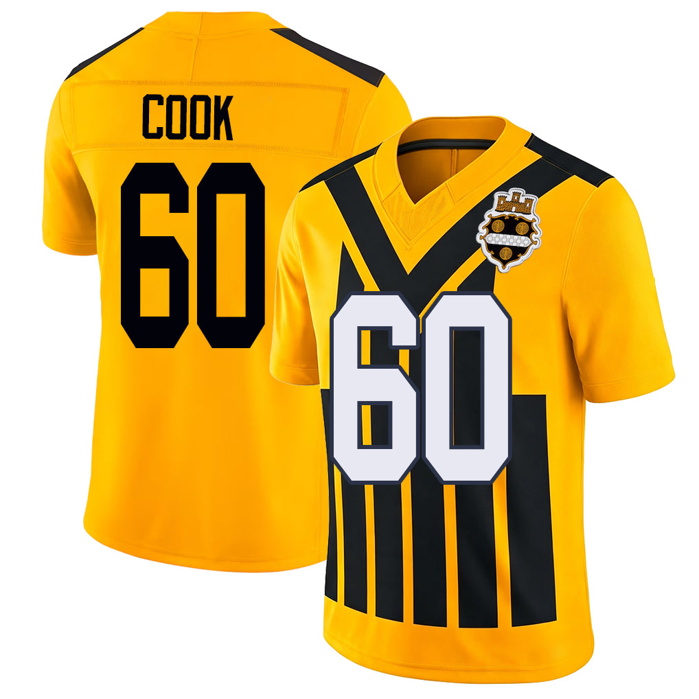 Pittsburgh #60 Cook Player Football V Neck Short Sleeve Gold Jersey Dylan For Men Youth Women Gift