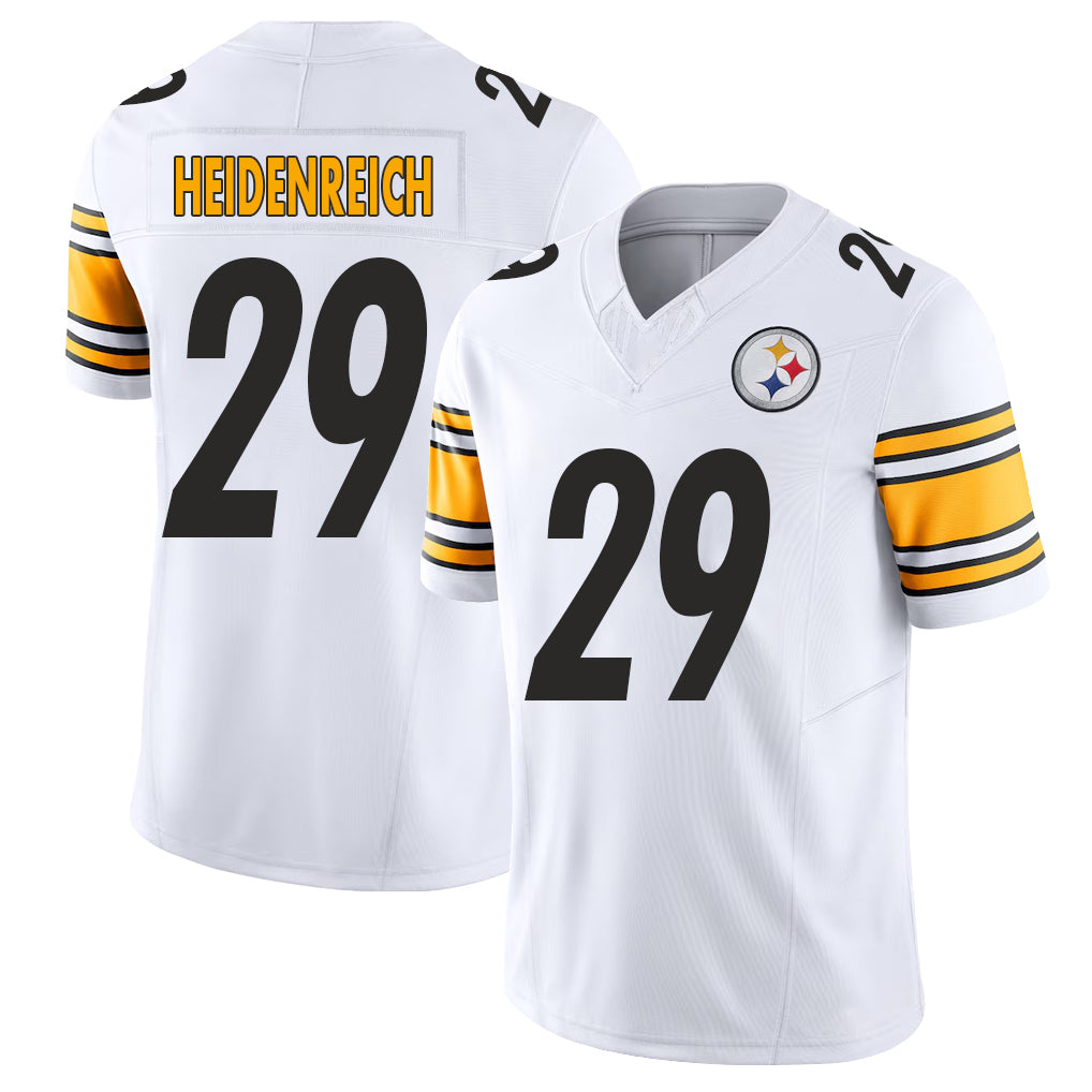 Pittsburgh #29 Heidenreich Player Football V Neck Short Sleeve White Jersey Eli For Men Youth Women Gift