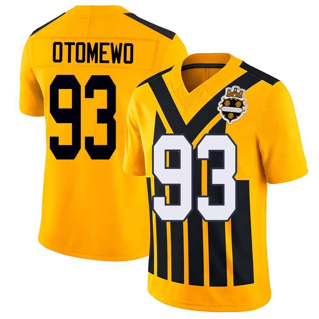 Pittsburgh #93 Otomewo Player Football V Neck Short Sleeve Gold Jersey Esezi For Men Youth Women Gift