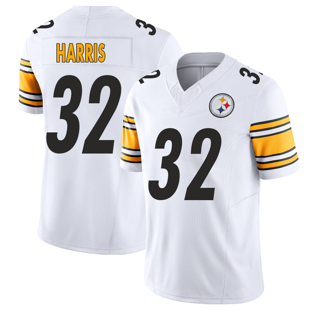 Pittsburgh #32 Harris Player Football V Neck Short Sleeve White Jersey Franco For Men Youth Women Gift