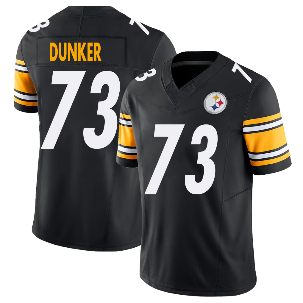 Pittsburgh #73 Dunker Player Football V Neck Short Sleeve Black Jersey Gennings For Men Youth Women Gift