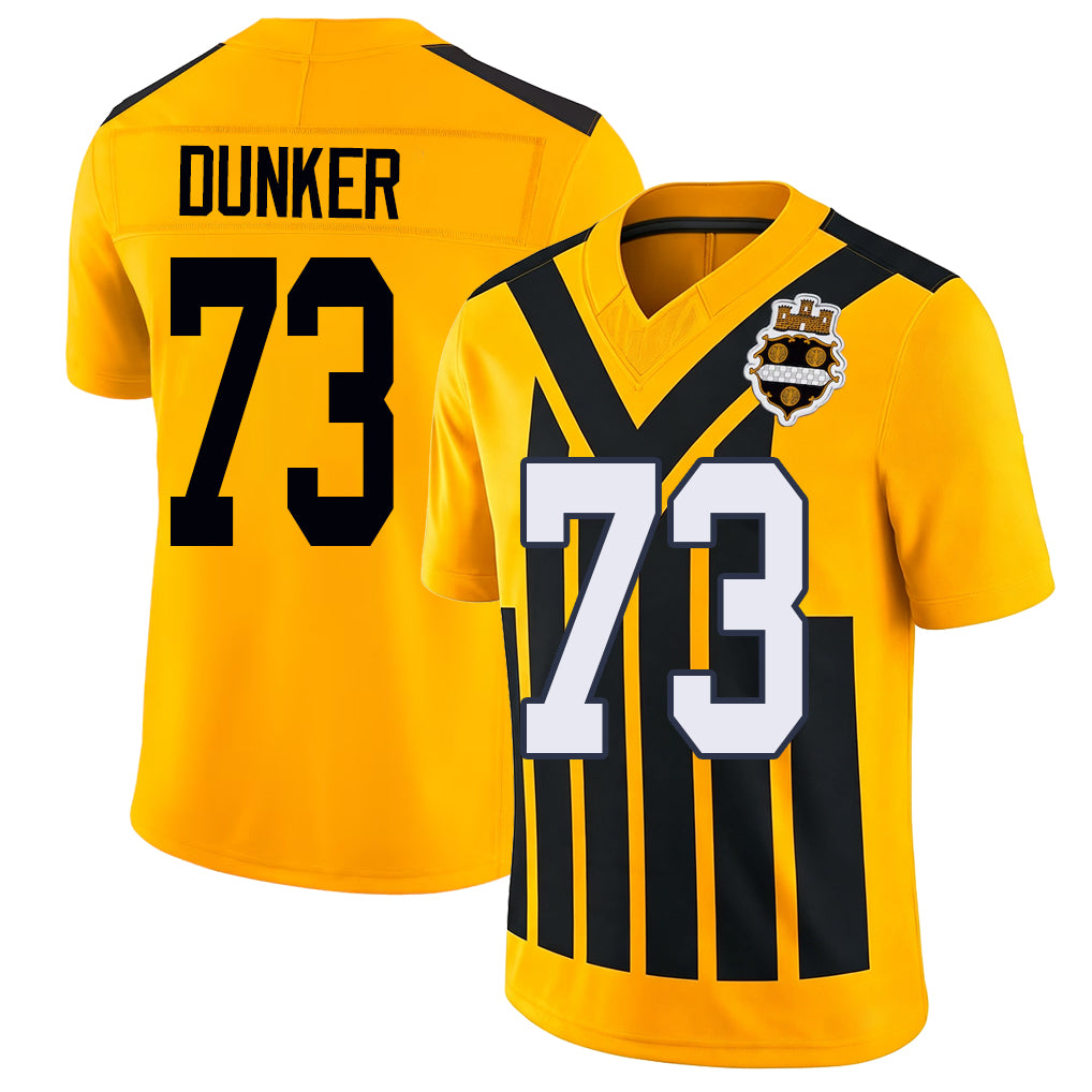 Pittsburgh #73 Dunker Player Football V Neck Short Sleeve Gold Jersey Gennings For Men Youth Women Gift