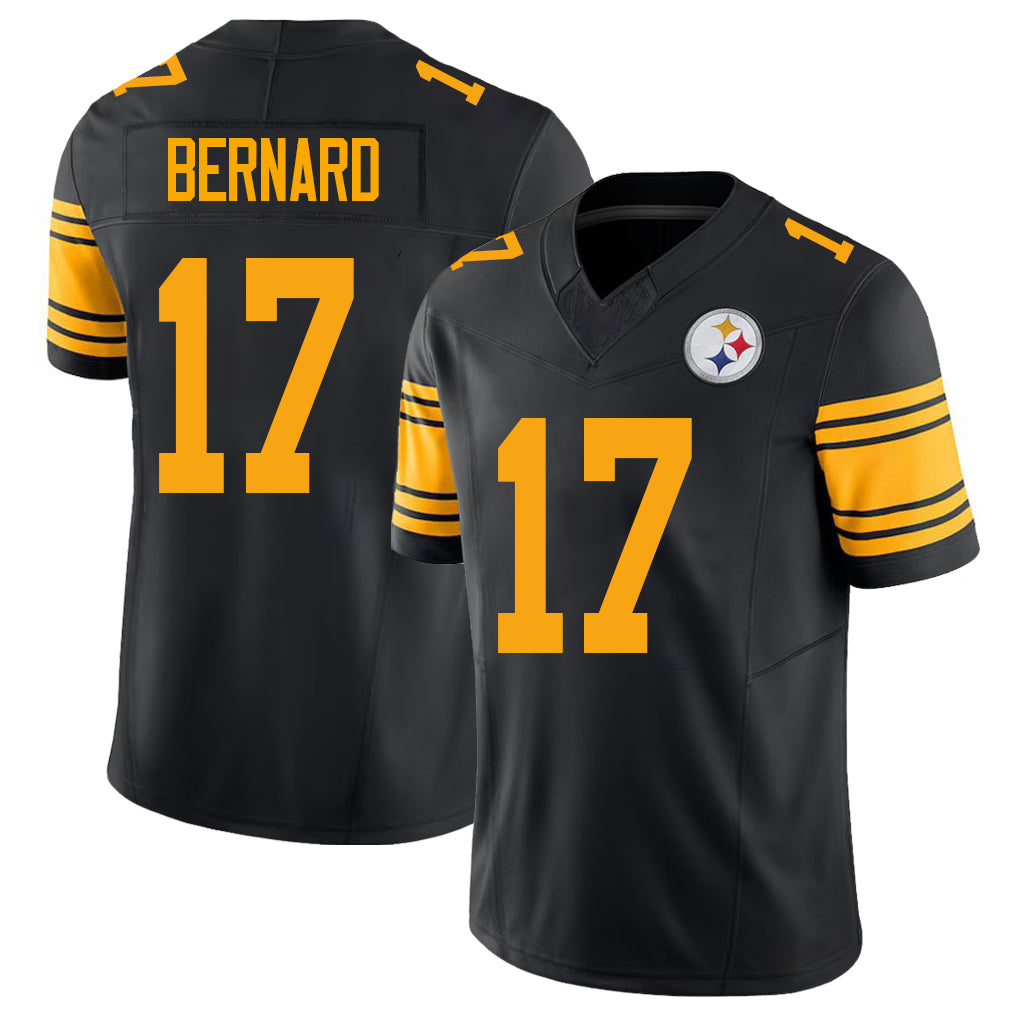 Pittsburgh #17 Bernard Player Football V Neck Short Sleeve Jersey Black Germie For Men Youth Women Gift