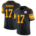 Pittsburgh #17 Bernard Player Football V Neck Short Sleeve Jersey Black Germie For Men Youth Women Gift