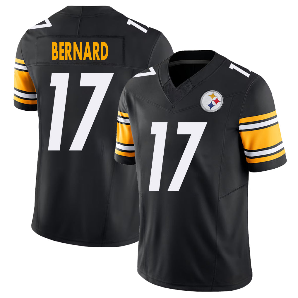 Pittsburgh #17 Bernard Player Football V Neck Short Sleeve Black Jersey Germie For Men Youth Women Gift