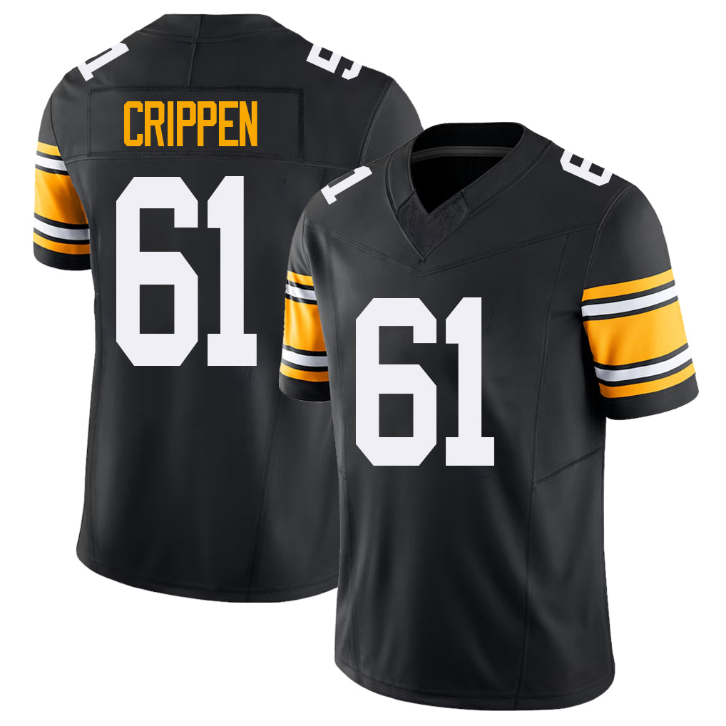 Pittsburgh #61 Crippen Black Player Football V Neck Short Sleeve Jersey Greg For Men Youth Women Gift