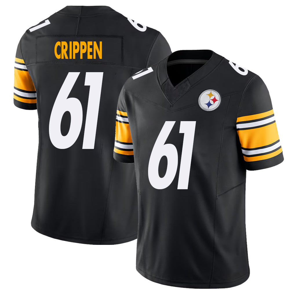 Pittsburgh #61 Crippen Player Football V Neck Short Sleeve Black Jersey Greg For Men Youth Women Gift