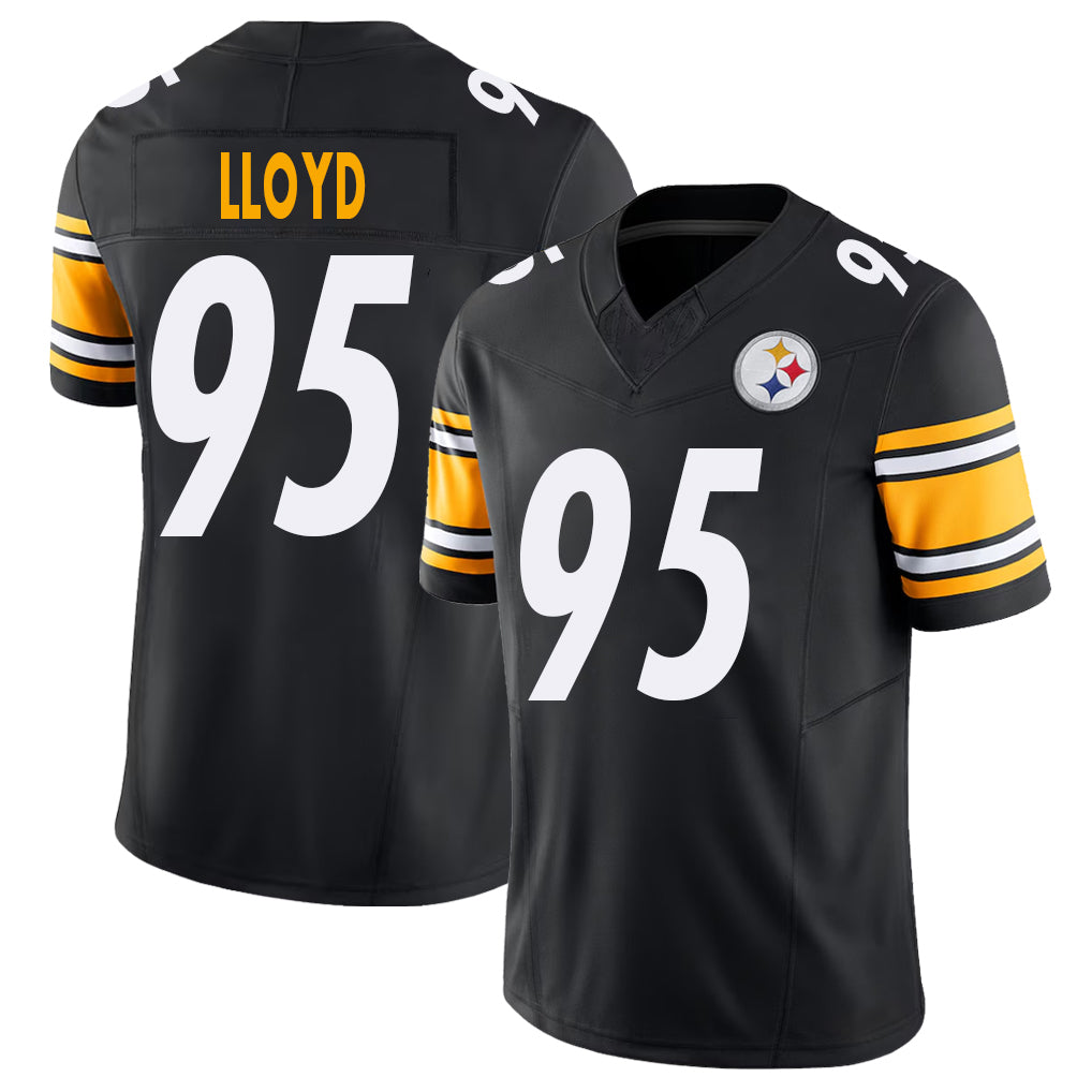 Pittsburgh #95 Lloyd Player Football V Neck Short Sleeve Black Jersey Greg For Men Youth Women Gift