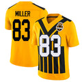 Pittsburgh #83 Miller Player Football V Neck Short Sleeve Gold Jersey Heath For Men Youth Women Gift